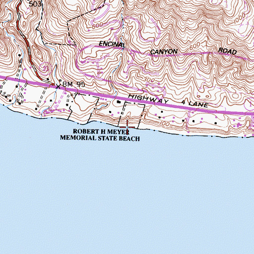 Topographic Map of La Piedra State Beach, CA