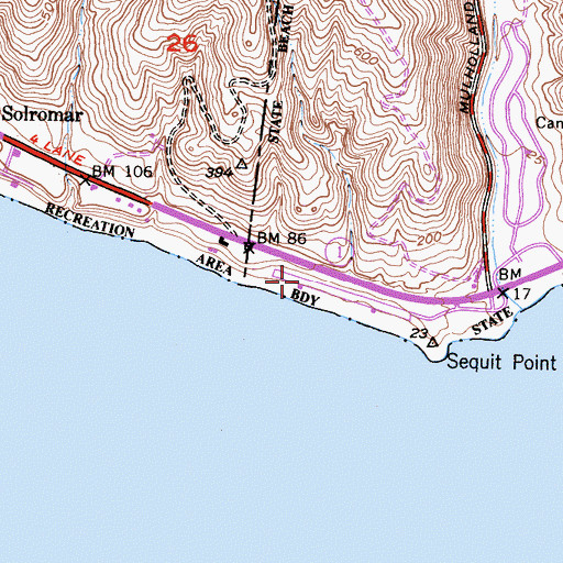 Topographic Map of North Beach Campground, CA