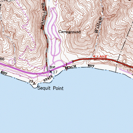 Topographic Map of South Beach, CA