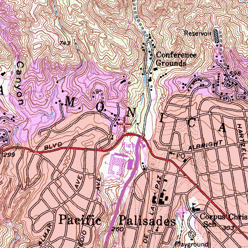 Topographic Map of Temescal Canyon Park, CA