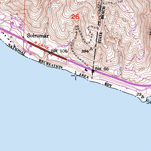 Topographic Map of North Beach, CA