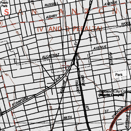Topographic Map of Adeline Street Station (historical), CA