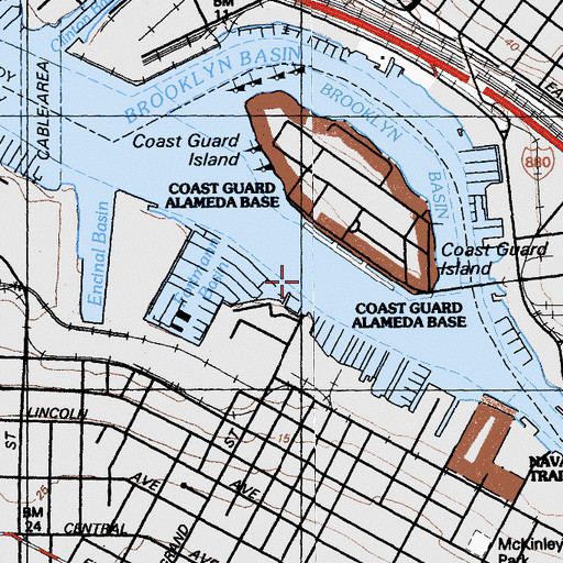 Topographic Map of Alameda Harbor, CA