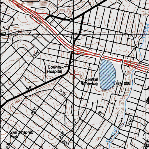 Topographic Map of Highland Park, CA