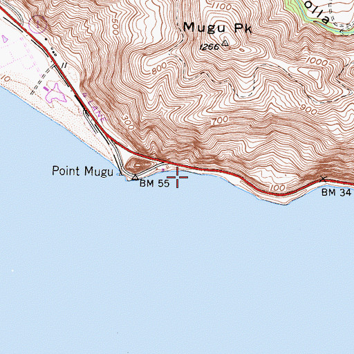 Topographic Map of Point Mugu Beach, CA