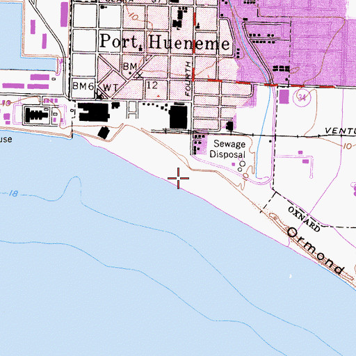 Topographic Map of Port Hueneme Beach Park, CA