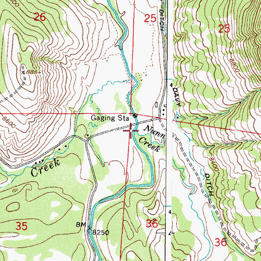 Topographic Map of Nunn Creek, CO