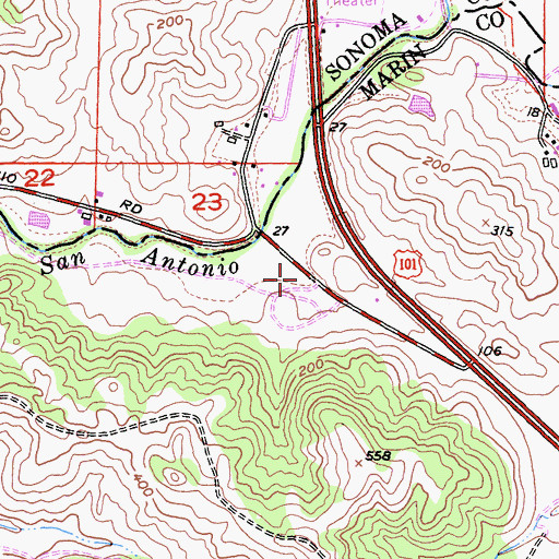 Topographic Map of Olompali School (historical), CA