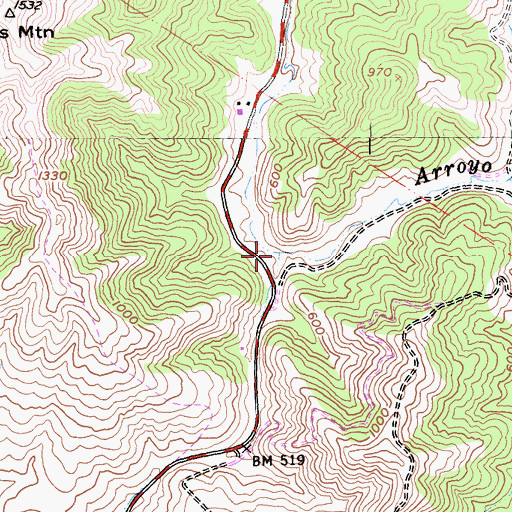 Topographic Map of Canada Pomponio, CA