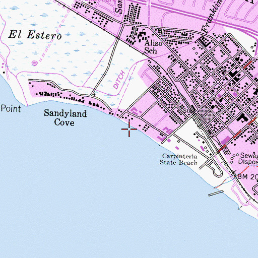 Topographic Map of Carpinteria City Beach, CA