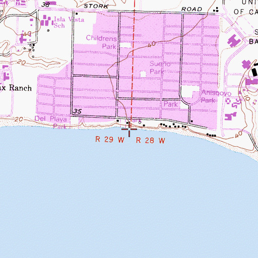 Topographic Map of Isla Vista County Park, CA