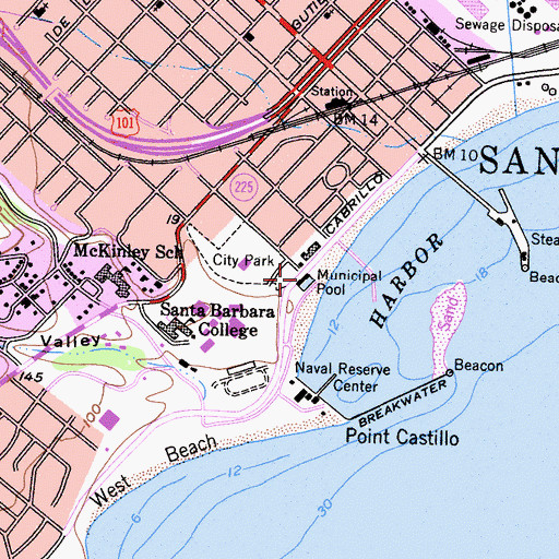 Topographic Map of Los Banos Del Mar, CA