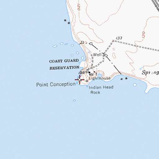 Topographic Map of Point Conception Lighthouse, CA