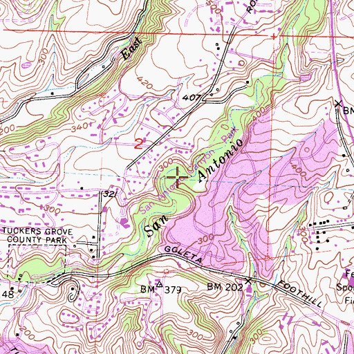 Topographic Map of San Antonio Canyon Park, CA