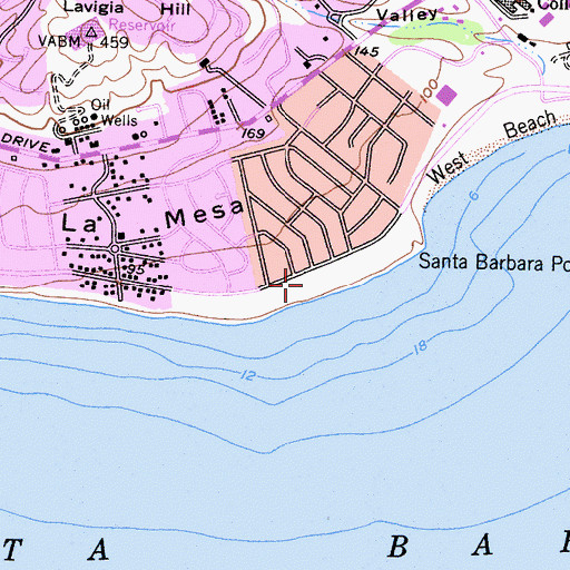 Topographic Map of Shoreline Park, CA