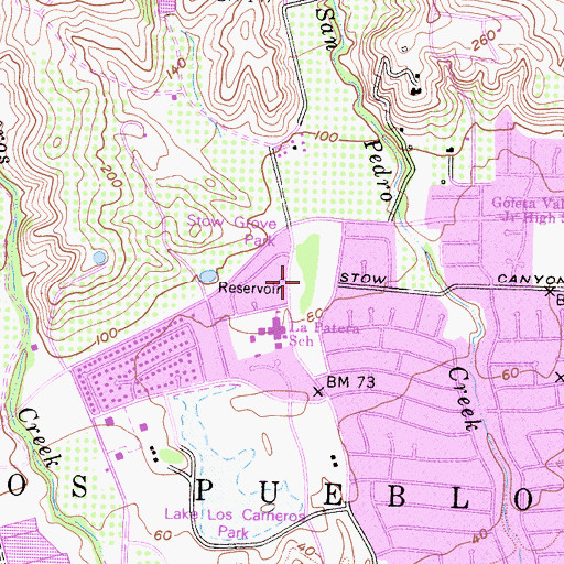 Topographic Map of Stow Grove Park, CA
