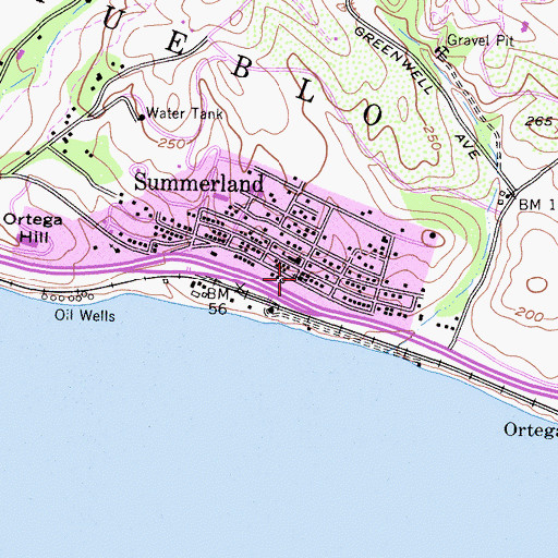 Topographic Map of Summerland Presbyterian Church, CA