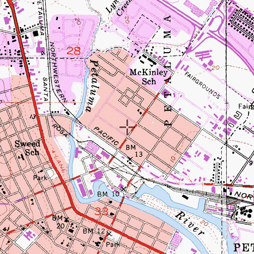 Topographic Map of East Petaluma, CA
