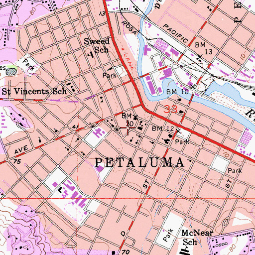 Topographic Map of Lincoln Primary School, CA