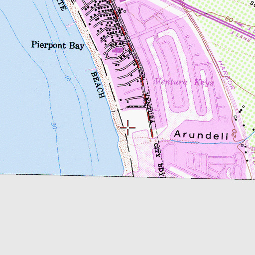 Topographic Map of Marina Park, CA