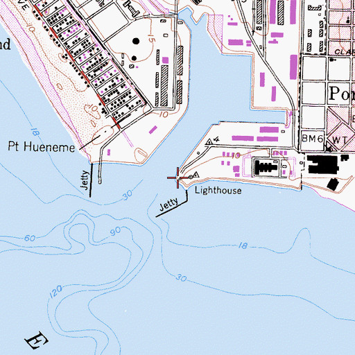 Topographic Map of Port Hueneme Lighthouse, CA