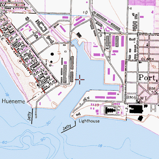Topographic Map of Port of Hueneme, CA