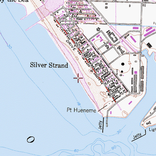 Topographic Map of Silver Strand Beach, CA