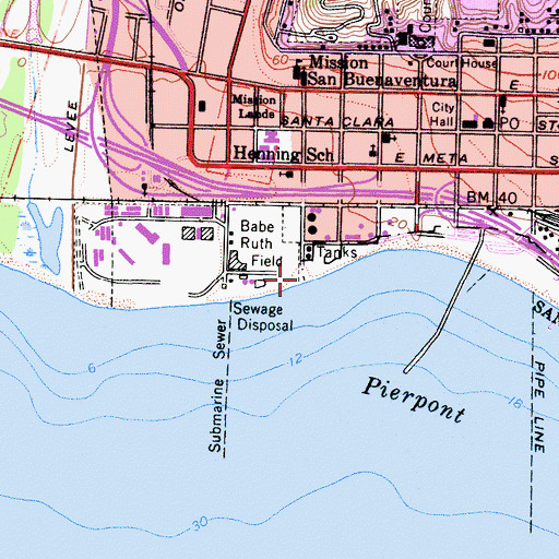 Topographic Map of Surfers Point Park, CA