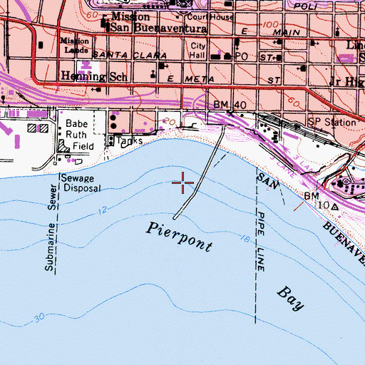 Topographic Map of Ventura Pier, CA