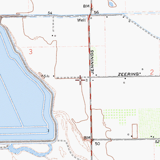 Topographic Map of Jennings School (historical), CA
