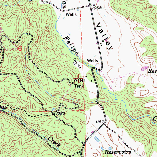Topographic Map of Coe Ranch, CA