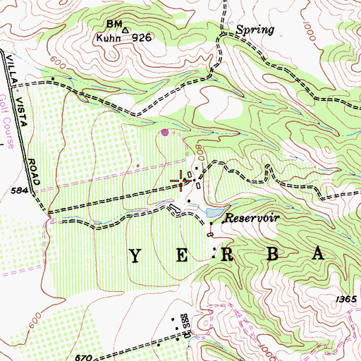 Topographic Map of Evergreen Ranch, CA