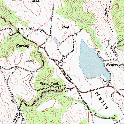 Topographic Map of Halls Valley School (historical), CA