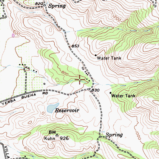 Topographic Map of Kuhn Ranch, CA