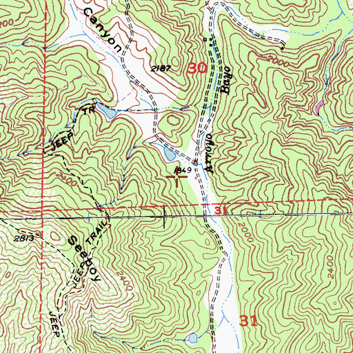 Topographic Map of Rancho Arroyo Bayo (historical), CA
