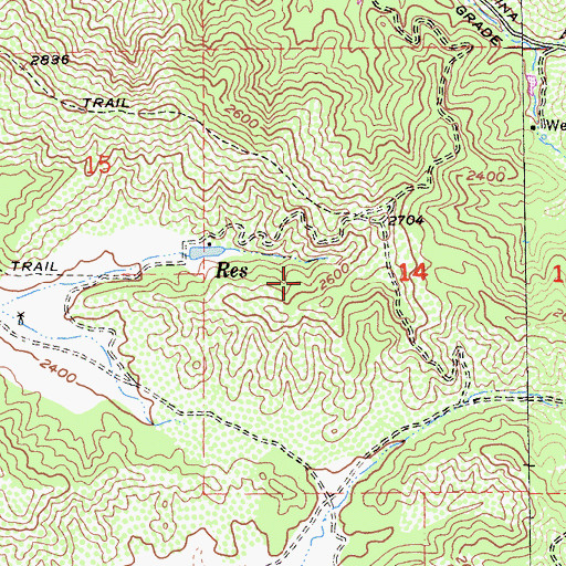 Topographic Map of Ruff Ranch (historical), CA