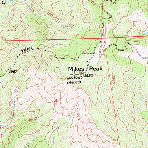 Topographic Map of Mikes Peak Lookout, CA