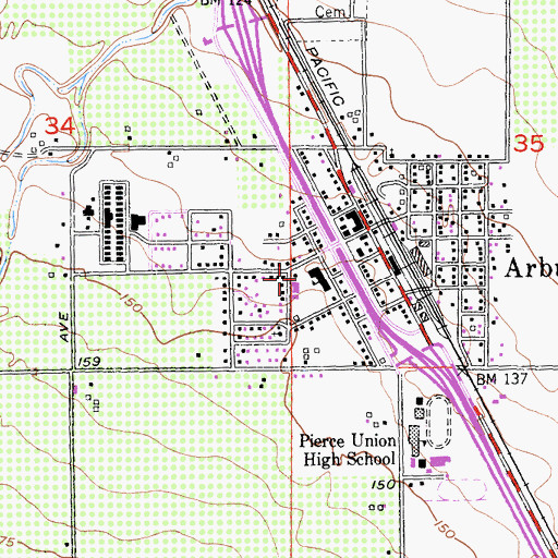 Topographic Map of Arbuckle Elementary School, CA