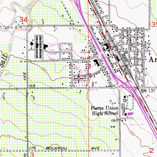 Topographic Map of Arbuckle United Methodist Church, CA