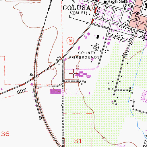 Topographic Map of Colusa High School, CA
