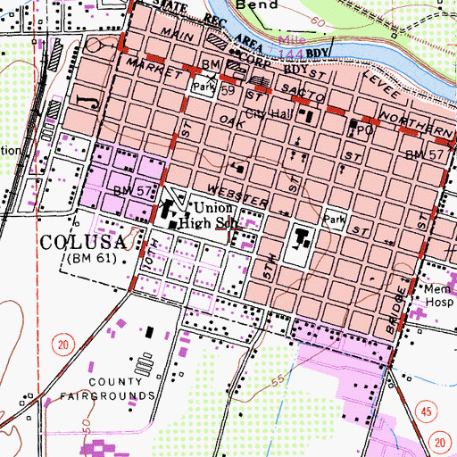 Topographic Map of First Baptist Church, CA