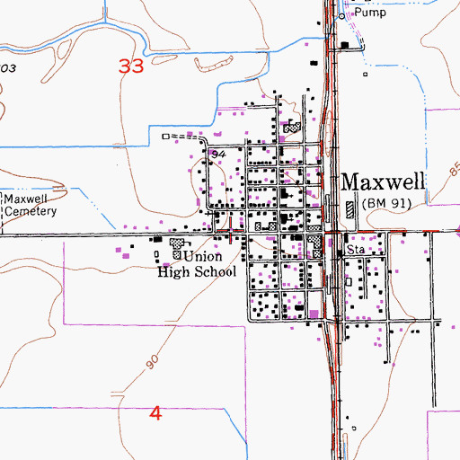 Topographic Map of Maxwell Post Office, CA