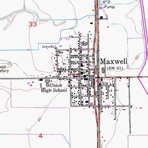 Topographic Map of Maxwell United Methodist Church, CA