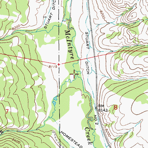 Topographic Map of Roaring Creek, CO