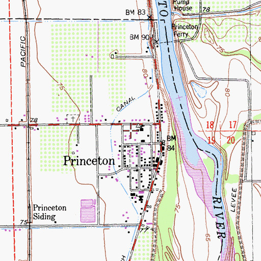 Topographic Map of Princeton Elementary School, CA