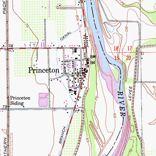 Topographic Map of Princeton Post Office, CA