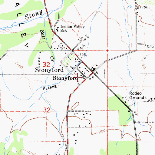 Topographic Map of Stonyford Community Church, CA