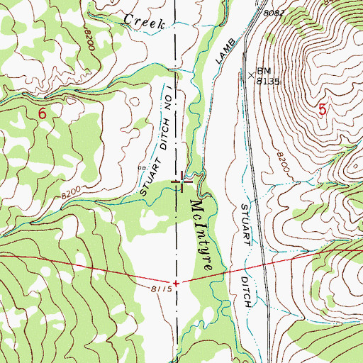 Topographic Map of Stuart Creek, CO