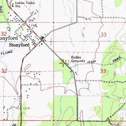 Topographic Map of Stonyford Rodeo Grounds, CA