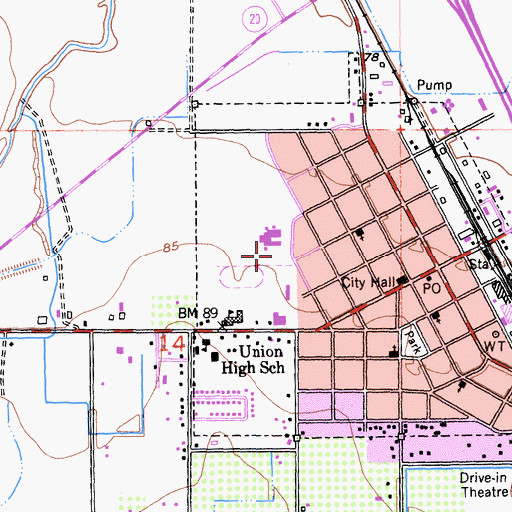 Topographic Map of Williams Junior and Senior High School, CA